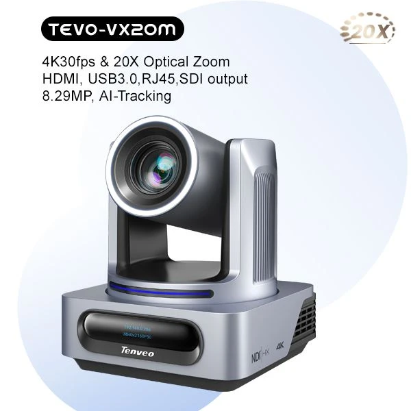 Uusi julkaistu Tenveo VX20M-4K 20X optinen zoom automaattinen seurantavideoneuvottelu PTZ-konferenssikamera
